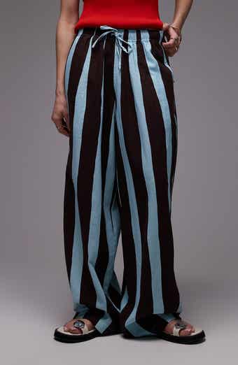 Topshop Stripe Linen Blend Drawstring Pants