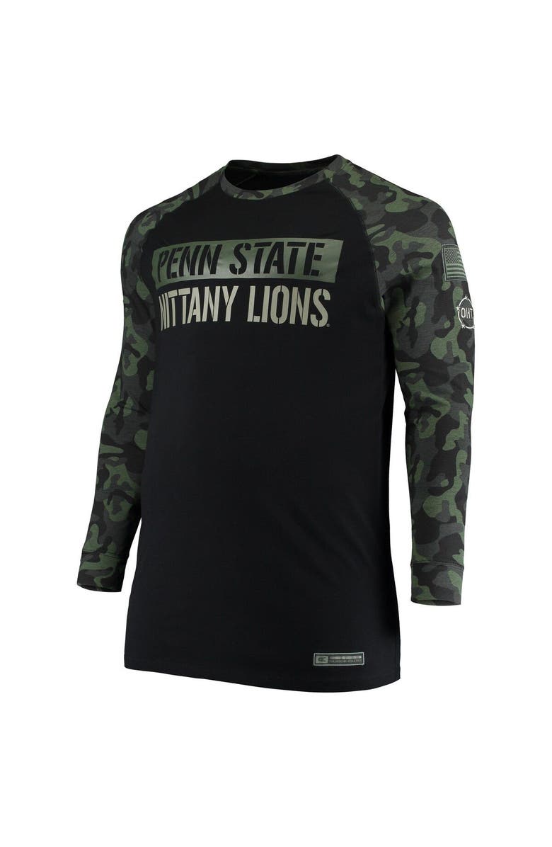 COLOSSEUM Men's Colosseum Black/Camo Penn State Nittany Lions OHT Military Appreciation Big & Tall Raglan Long Sleeve T-Shirt, Alternate, color, 