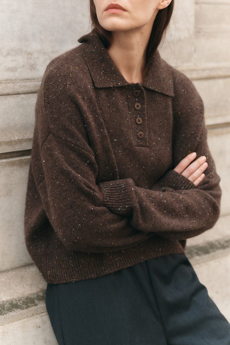 Frida Polo Cashmere Sweater, Alternate, color, Oak
