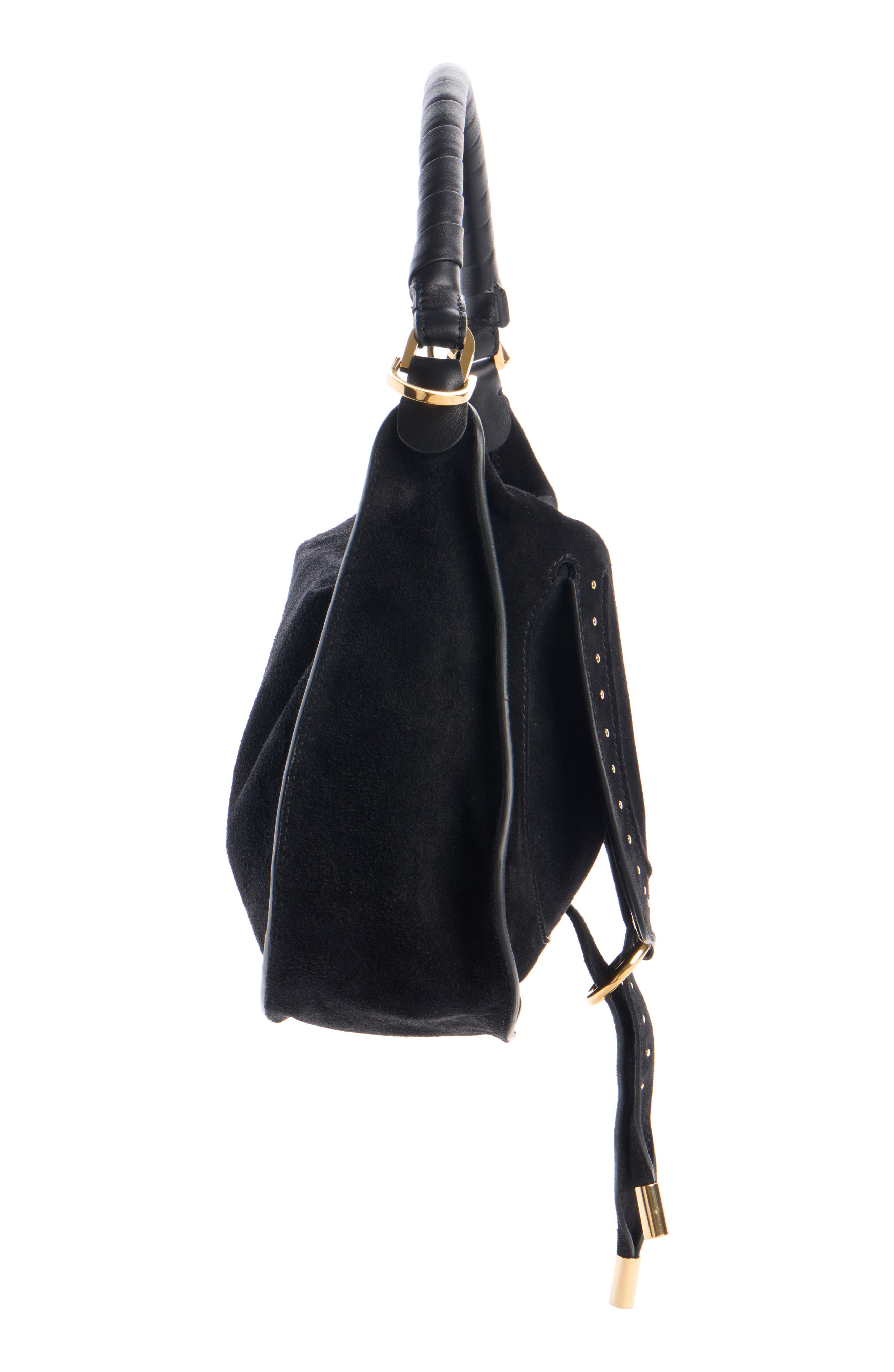 Marcie Suede Shoulder Bag, Alternate, color, BLACK