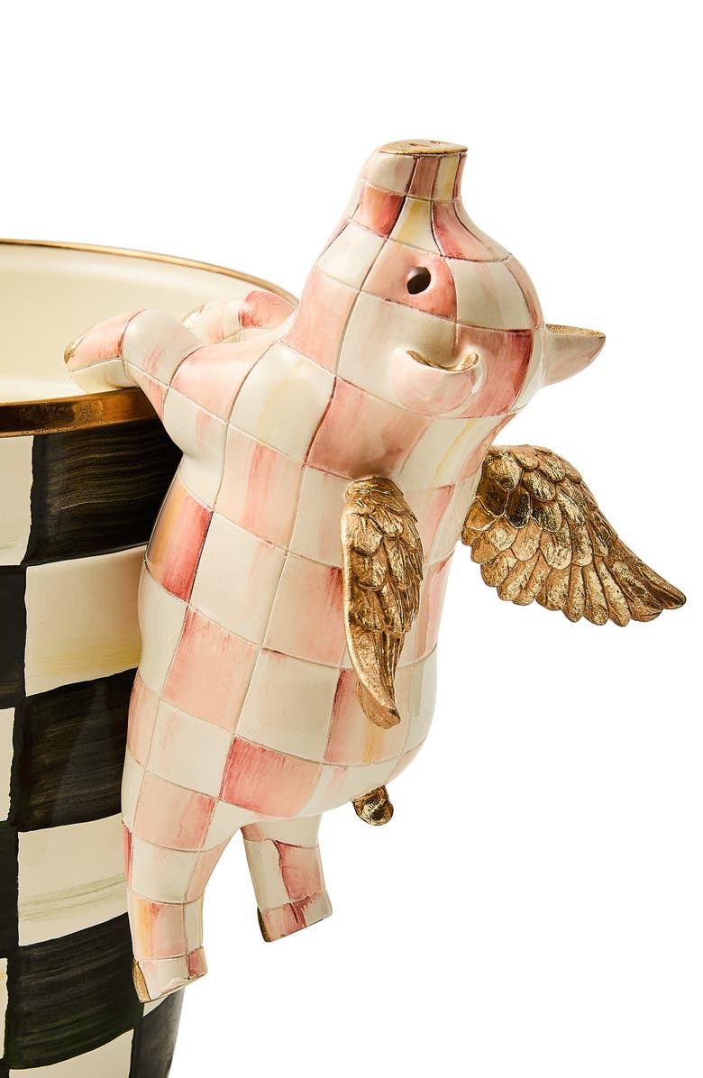 MACKENZIE CHILDS Rosy Check Flying Pig Pot Climber, Alternate, color, Rosy
