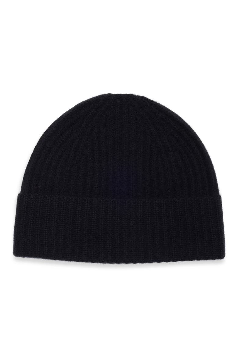 Men's Cashmere Beanie, Main, color, BLACK