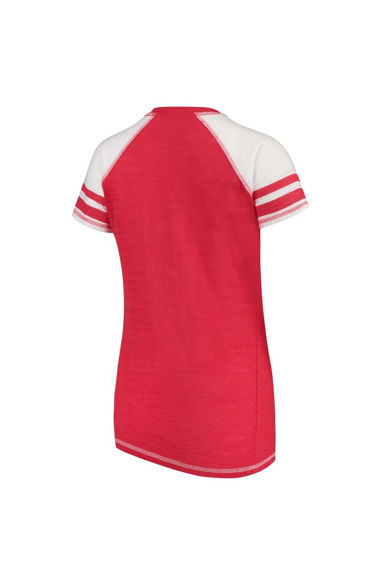 SOFT AS A GRAPE Women's Soft as a Grape Red Washington Nationals Color Block V-Neck T-Shirt, Alternate, color, 