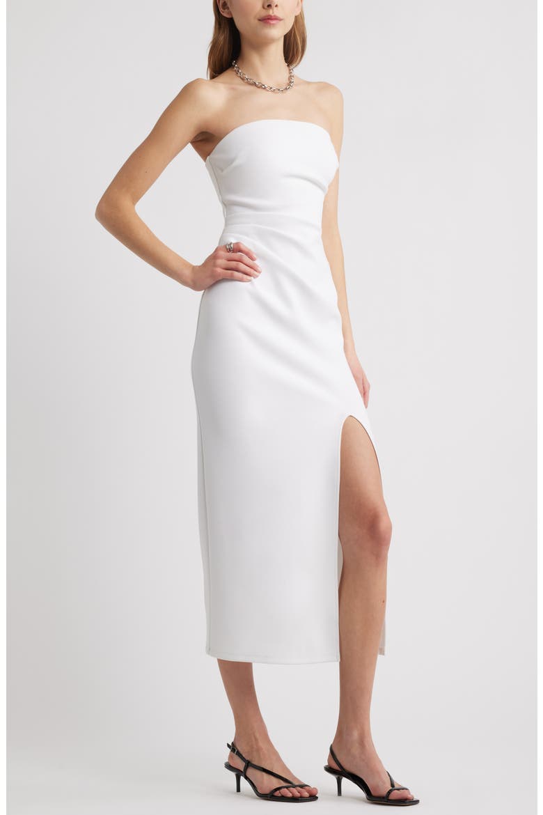 Ruched Strapless Maxi Dress, Alternate, color, WHITE