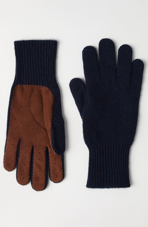 Brunello Cucinelli Cashmere Gloves In Navy Blue
