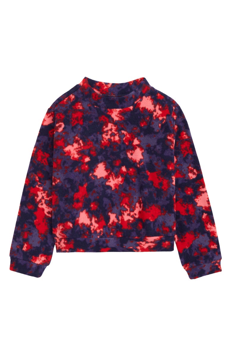 Zella Girl Kids' Print Fleece Mock Neck Top, Main, color, Pink Bubblegum Whispy Camo