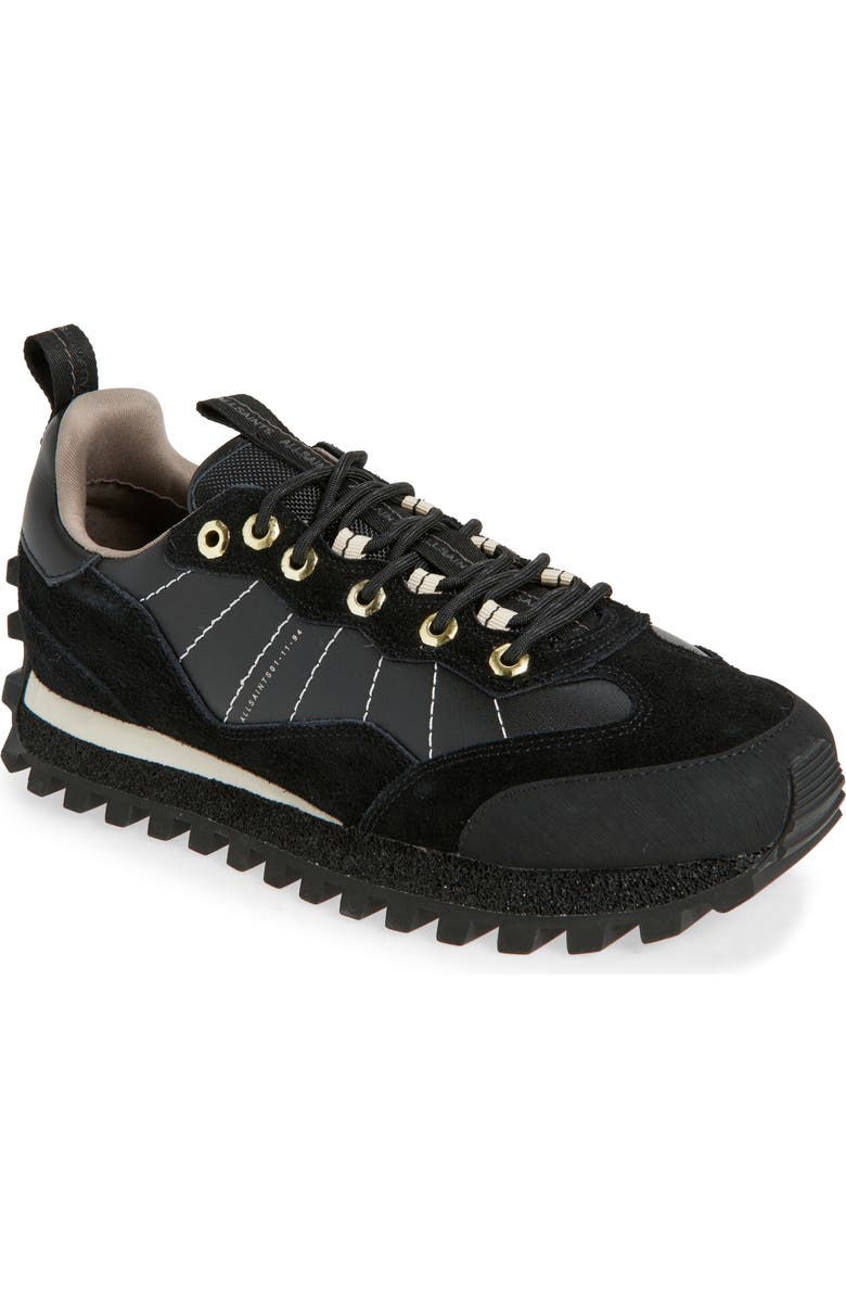 AllSaints Nevis Cleated Sneaker, Main, color, Black
