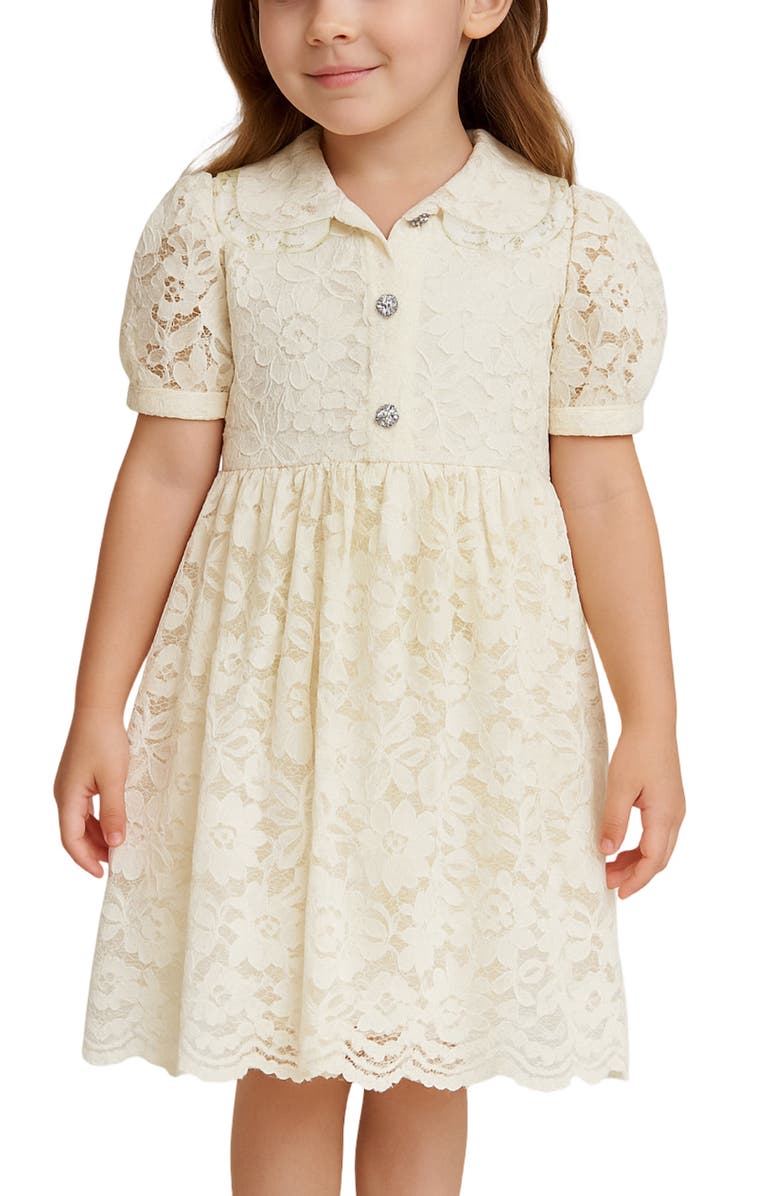 Zunie Kids' Lace Party Dress, Alternate, color, Ivory