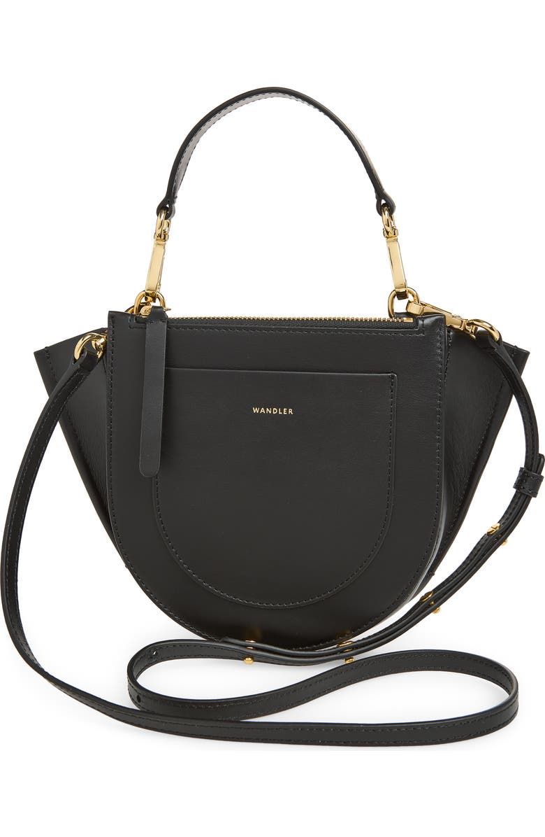 Wandler Mini Hortensia Leather & Raffia Handbag, Alternate, color, Black Raffia