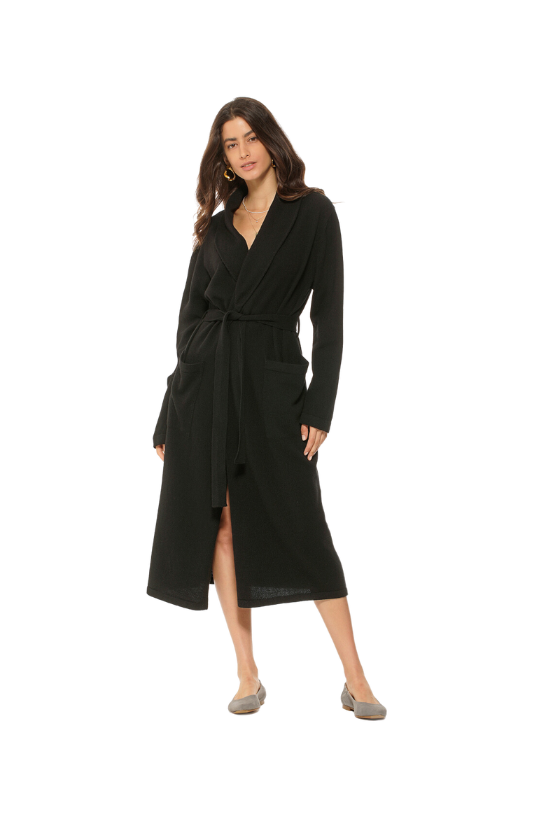 Pure Cashmere Knit Robe, Main, color, Black