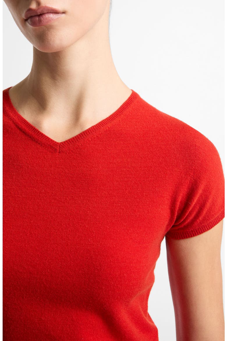 Short Sleeve Wool Blend Sweater, Alternate, color, POPPY