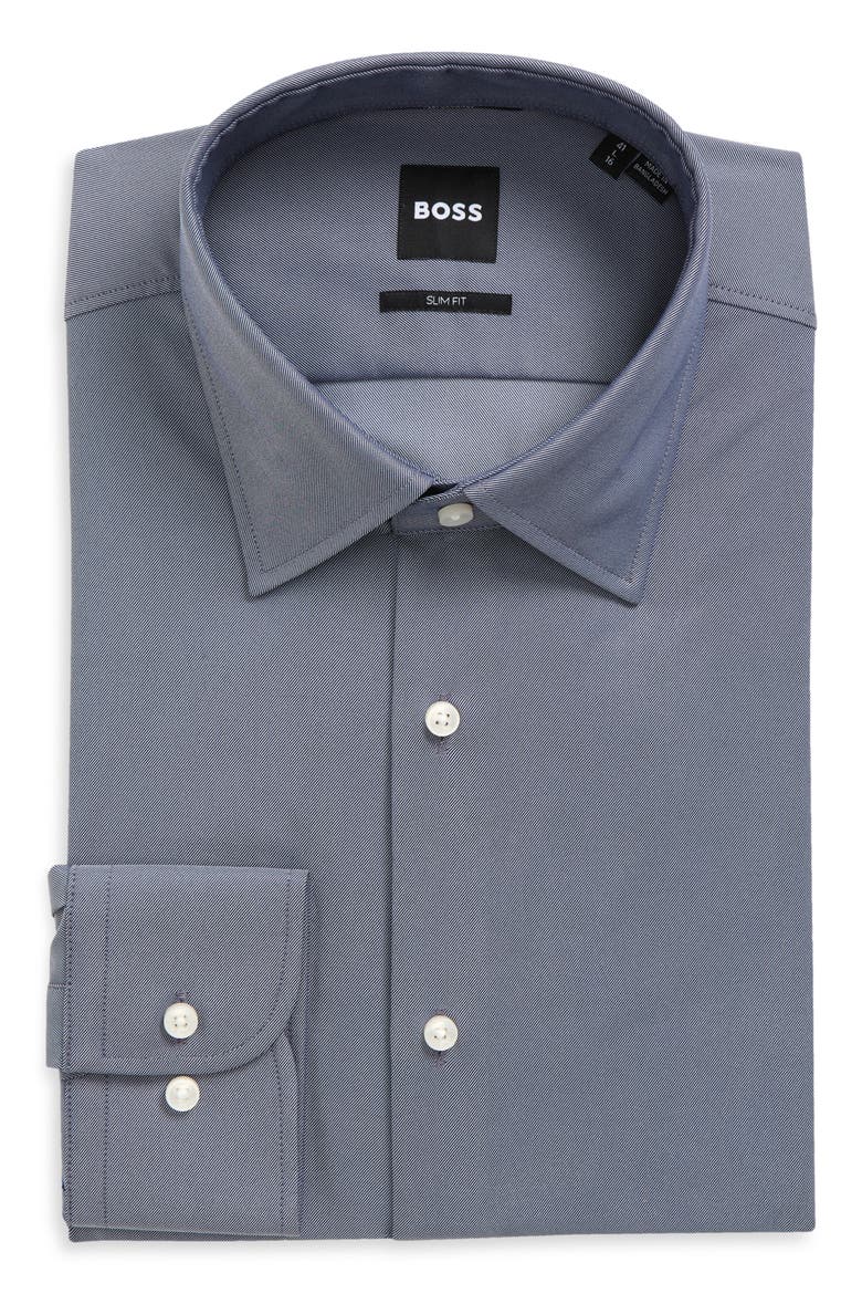 Hank Slim Fit Performance Dress Shirt, Main, color, DARK BLUE