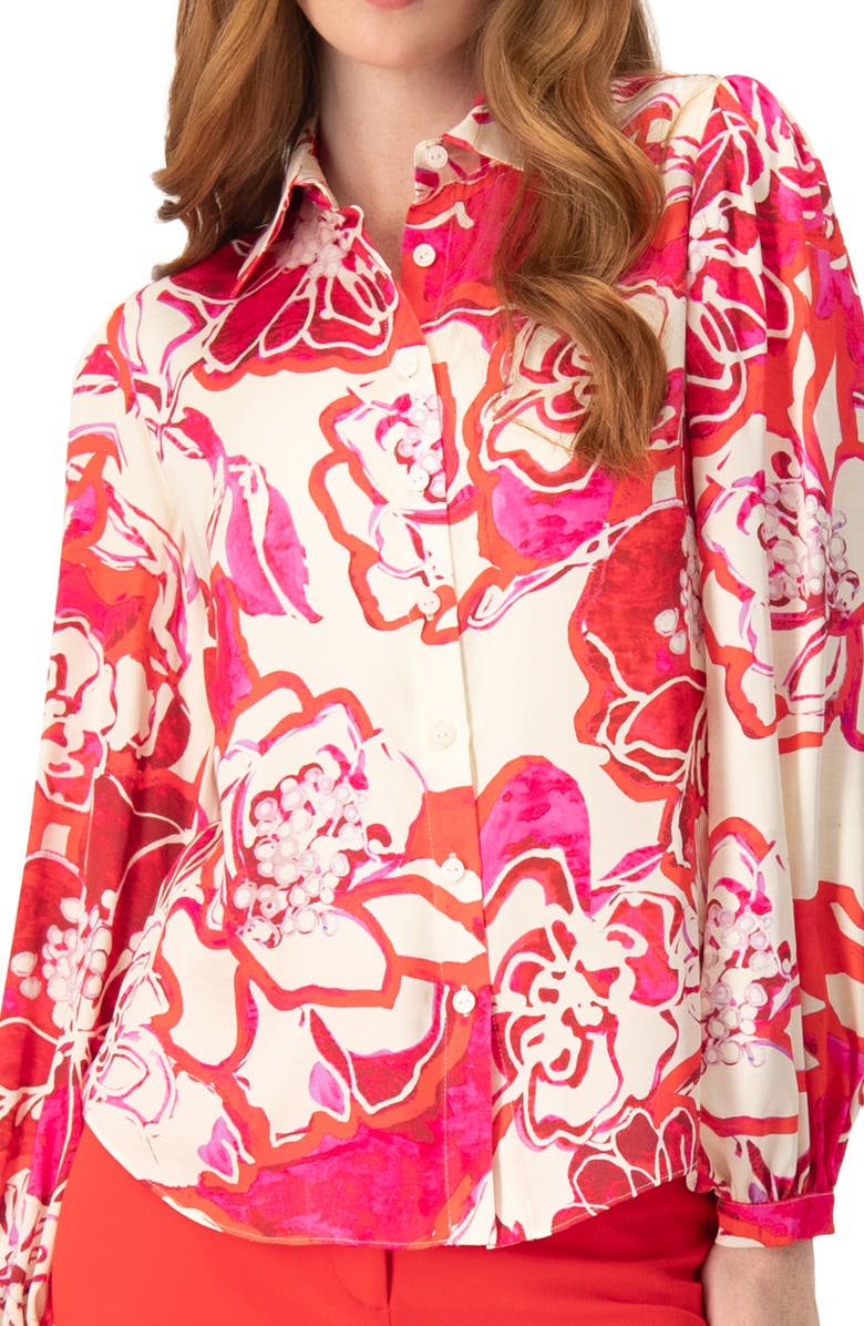 IVONNE Floral Print Long Sleeve Blouse, Alternate, color, Fuchsia