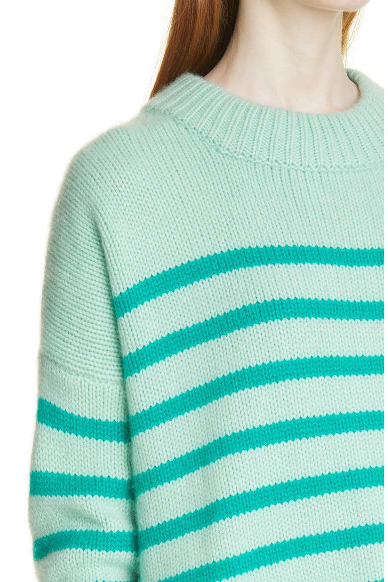 Marin Stripe Wool & Cashmere Sweater, Alternate, color, MINT/ GREEN ONYX
