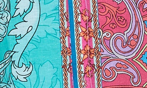 Shop Ranee's Ranees Paisley Linen & Cotton Blend Button-up Shirt In Teal Multi