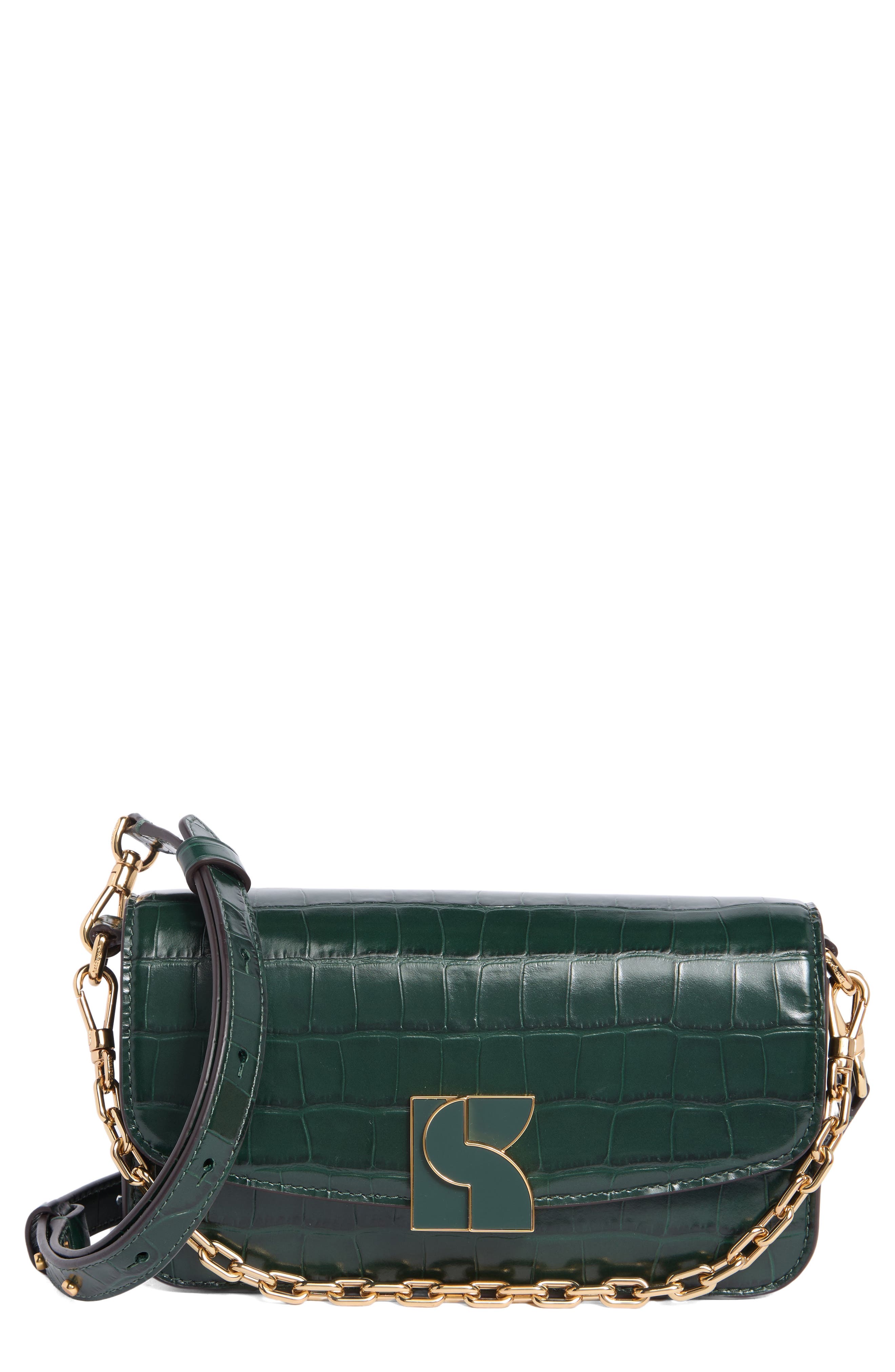 Small Croc Embossed Crossbody Bag