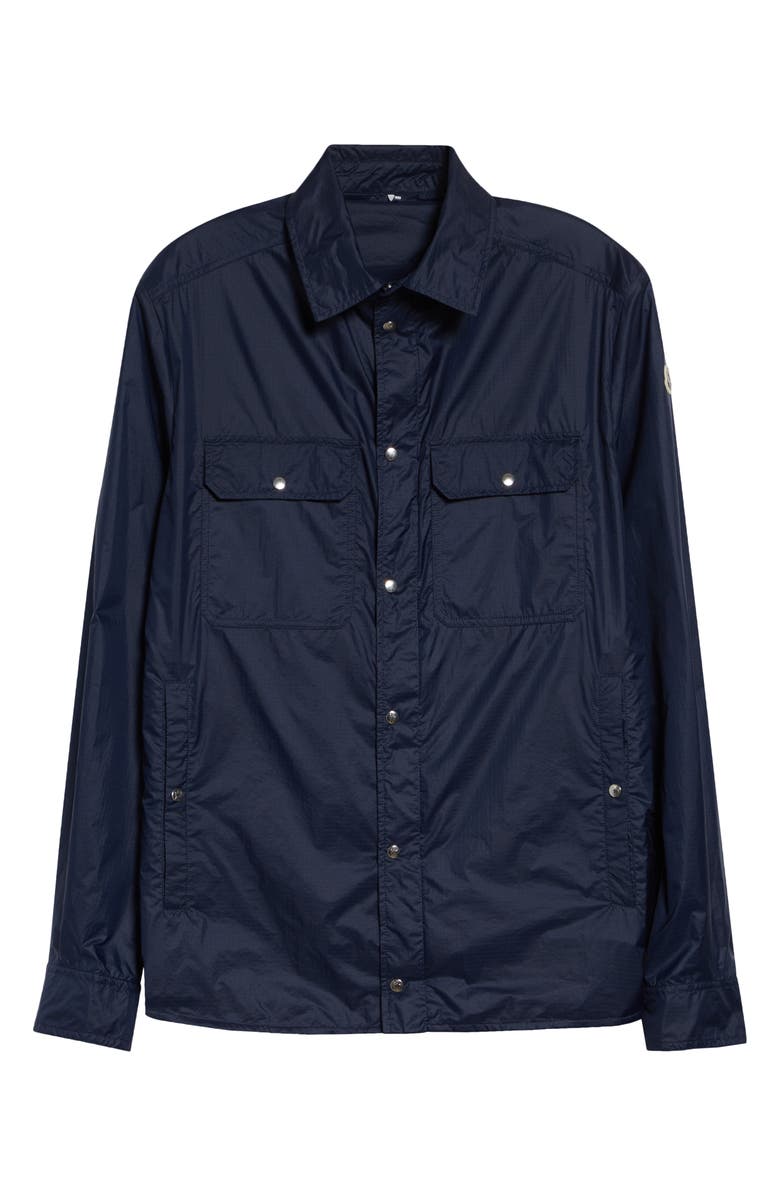 Moncler Water Repellent Nylon Ripstop Shirt Jacket, Main, color, Navy Blue