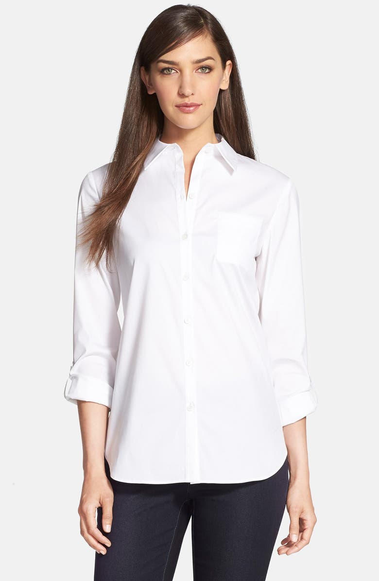 Lafayette 148 New York Roll Tab Sleeve Blouse, Main, color,