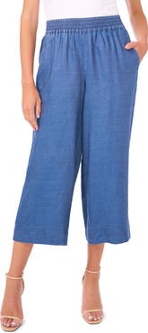 Vince Camuto Smocked Waist Crop Wide Leg Pants