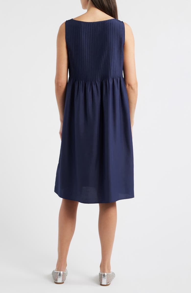 Eileen Fisher Pleated Silk Dress, Alternate, color, Ink