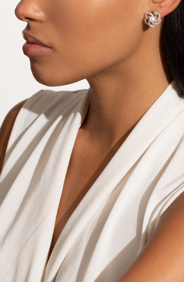 LAGOS Luna Knot Cultured Pearl Studs, Alternate, color, 