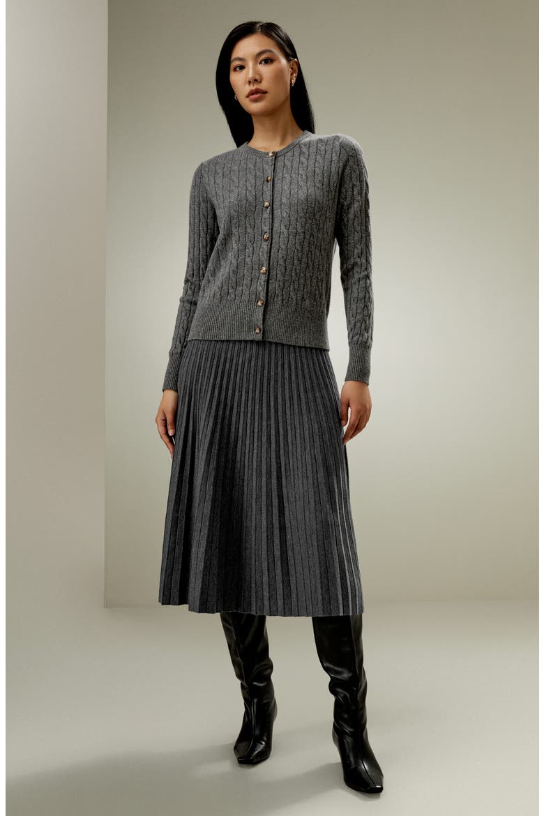 Women's Baby Cashmere Cable-Knit Cardigan, Alternate, color, Medium Gray
