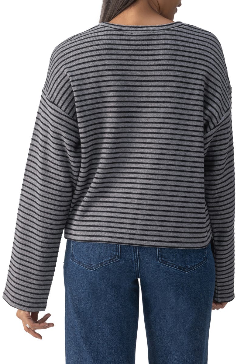 Sanctuary Textured Ottoman Stripe Crewneck Top, Alternate, color,