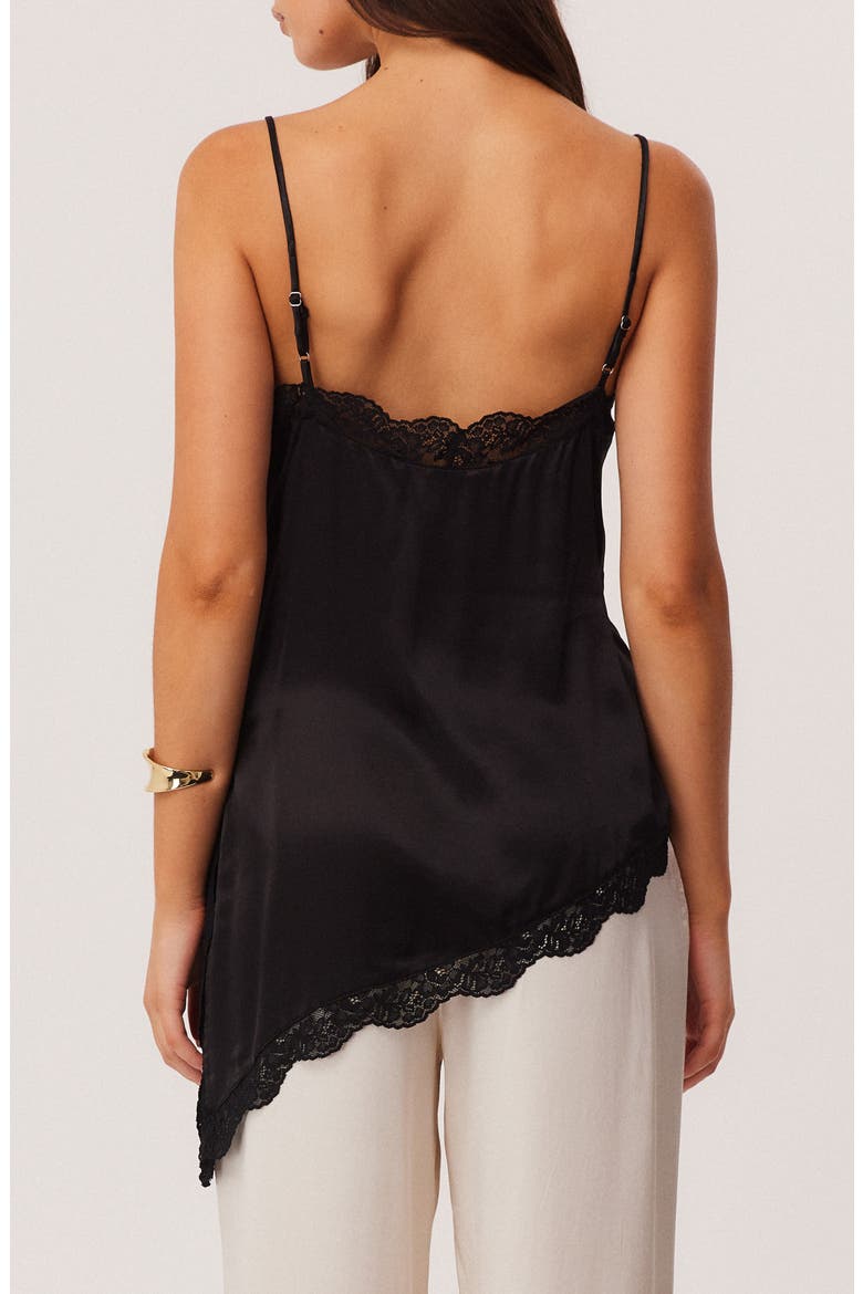 Toni Lace Trim Asymmetric Camisole, Alternate, color, BLACK