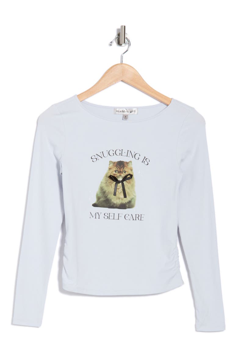 Side Ruched Long Sleeve T-Shirt, Alternate, color, ARTIC ICE COMBO