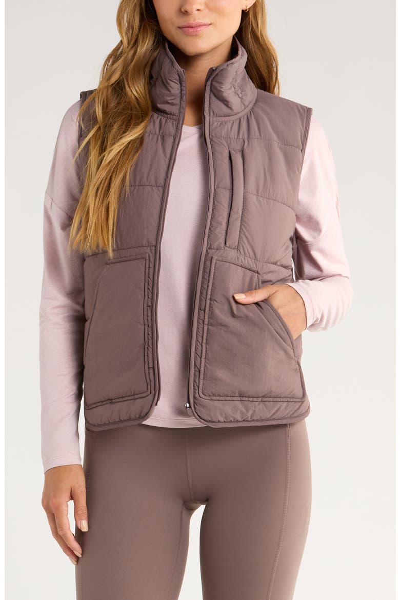Packable Quilted Vest, Main, color, GREY PLUM
