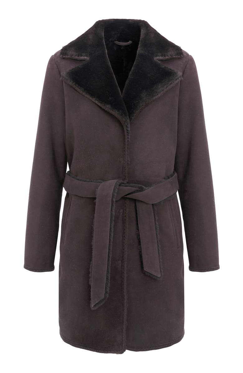 GORSKI Genuine Shearling Stroller, Belt, Alternate, color, Dark Brown