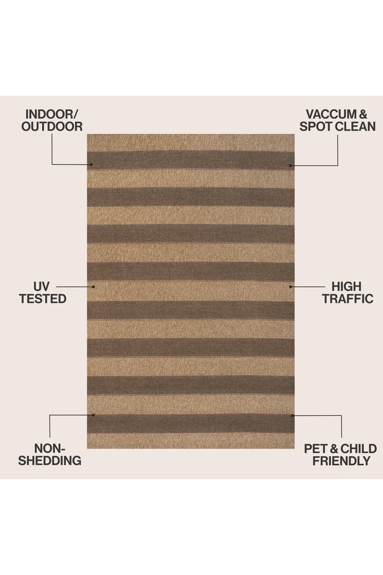 Sutton Easy Jute Modern Geometric Boho Stripe Indoor/Outdoor Area Rug, Alternate, color, Natural/Brown