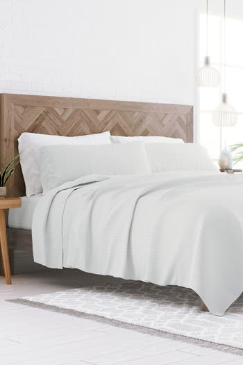 Home Spun Premium Ultra Soft Pinstriped Pattern 4-Piece Bed Sheet Set