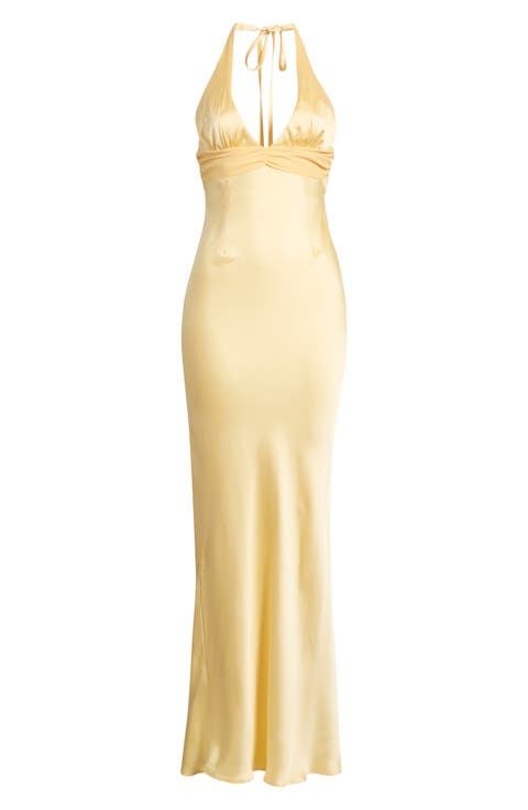 Odyssa Satin Halter Gown