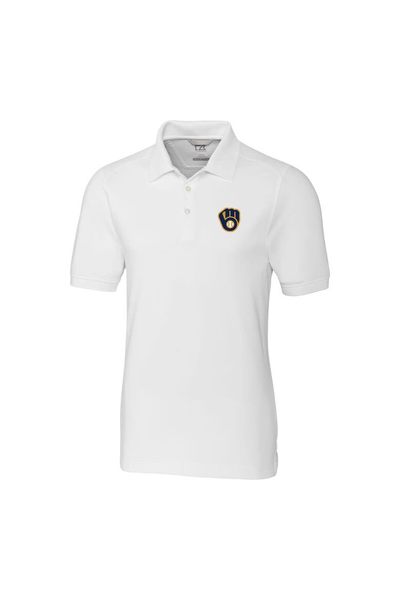 Men's Cutter & Buck  White Milwaukee Brewers Big & Tall Advantage Tri-Blend Pique Polo, Alternate, color, White