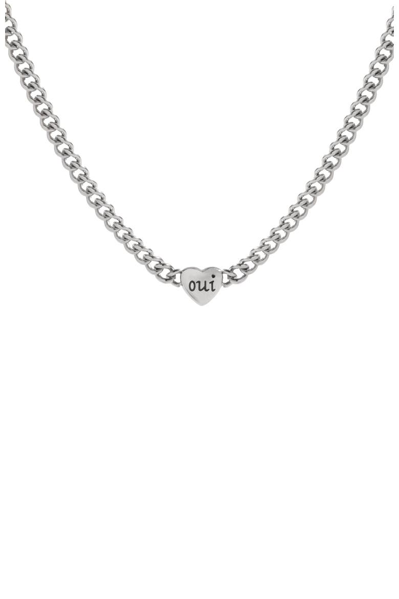 Oui Non Heart Inline Necklace, Main, color, Silver
