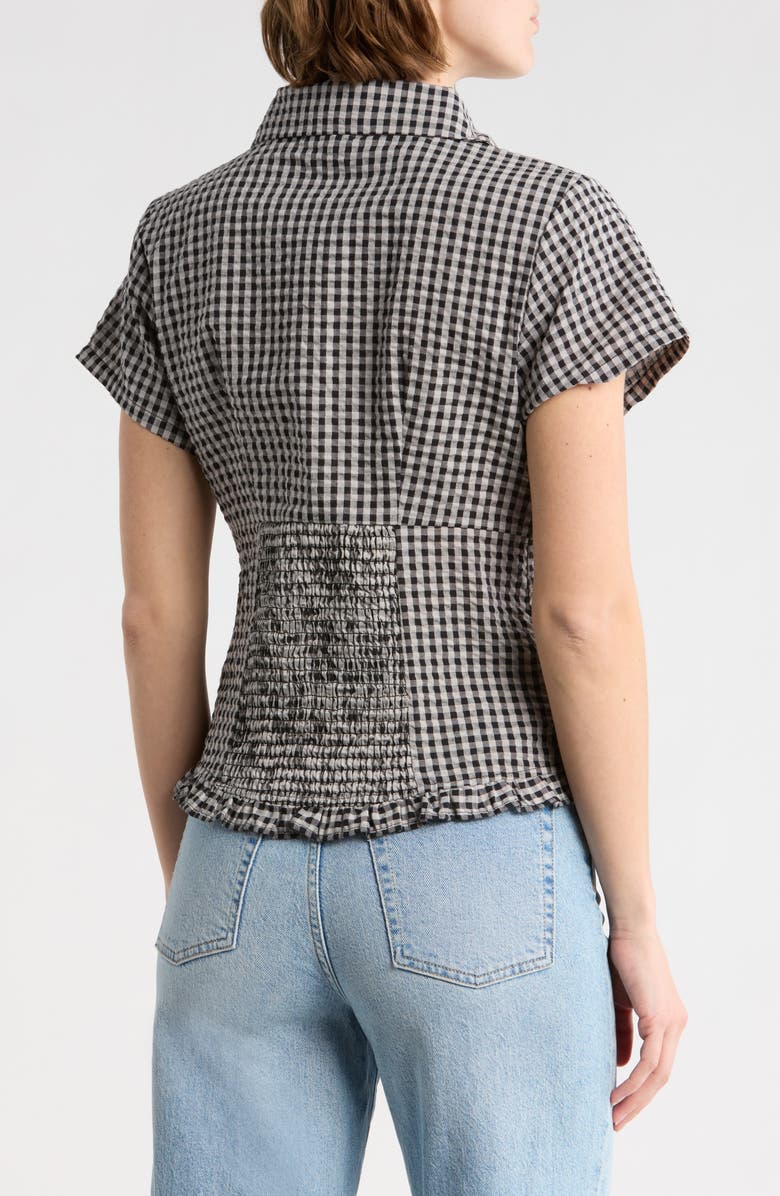 Vigoss Gingham Fitted Top, Alternate, color, Black