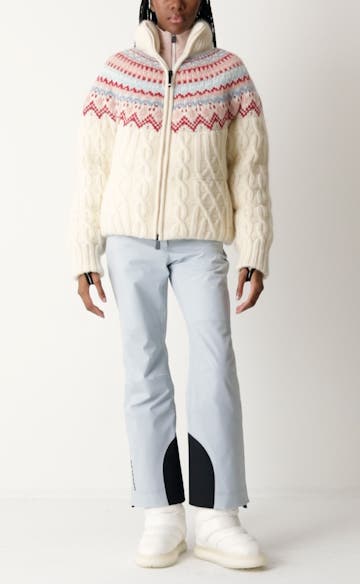 Moncler Grenoble Fair Isle Cable Knit Down Puffer Jacket