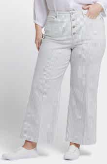NYDJ Teresa Stripe Exposed Button Ankle Wide Leg Jeans