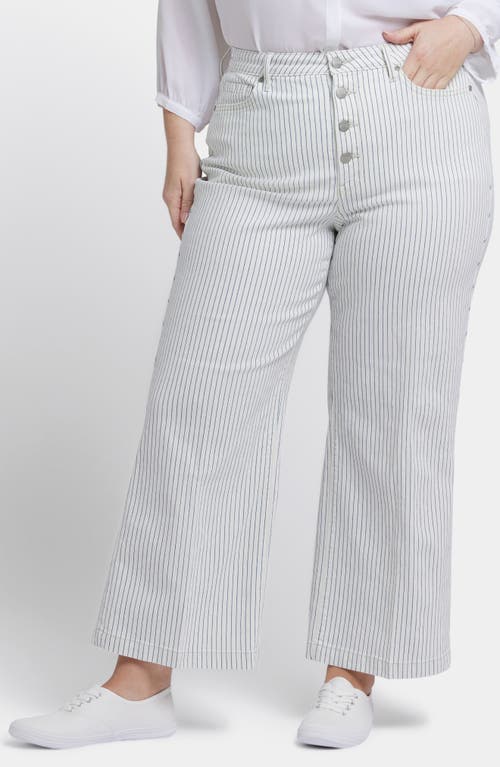 Nydj Teresa Stripe Exposed Button Ankle Wide Leg Jeans