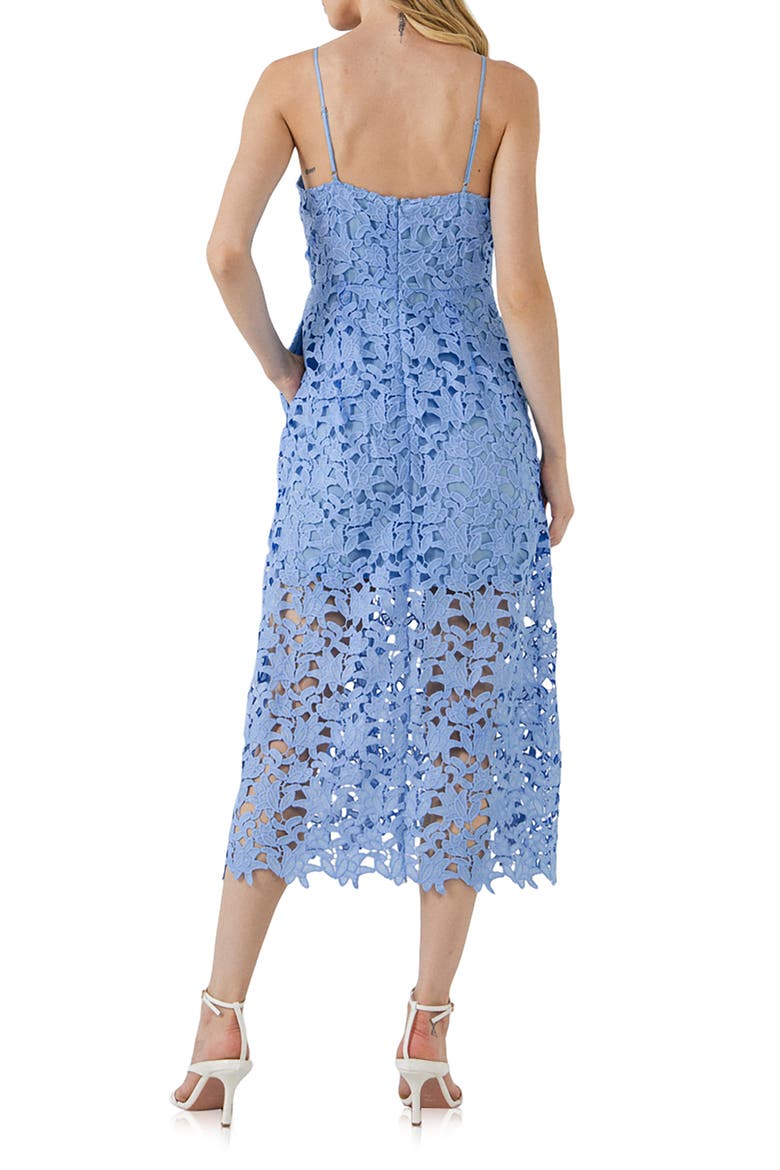 Lace Spaghetti Strap Midi Dress, Alternate, color, POWDER BLUE