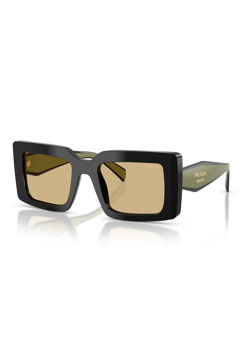 52mm Rectangle Sunglasses, Alternate, color, BLACK / YELLOW