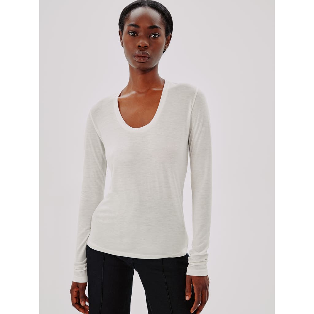 Another Tomorrow Long Ballet Scoop Tee In Vanilla