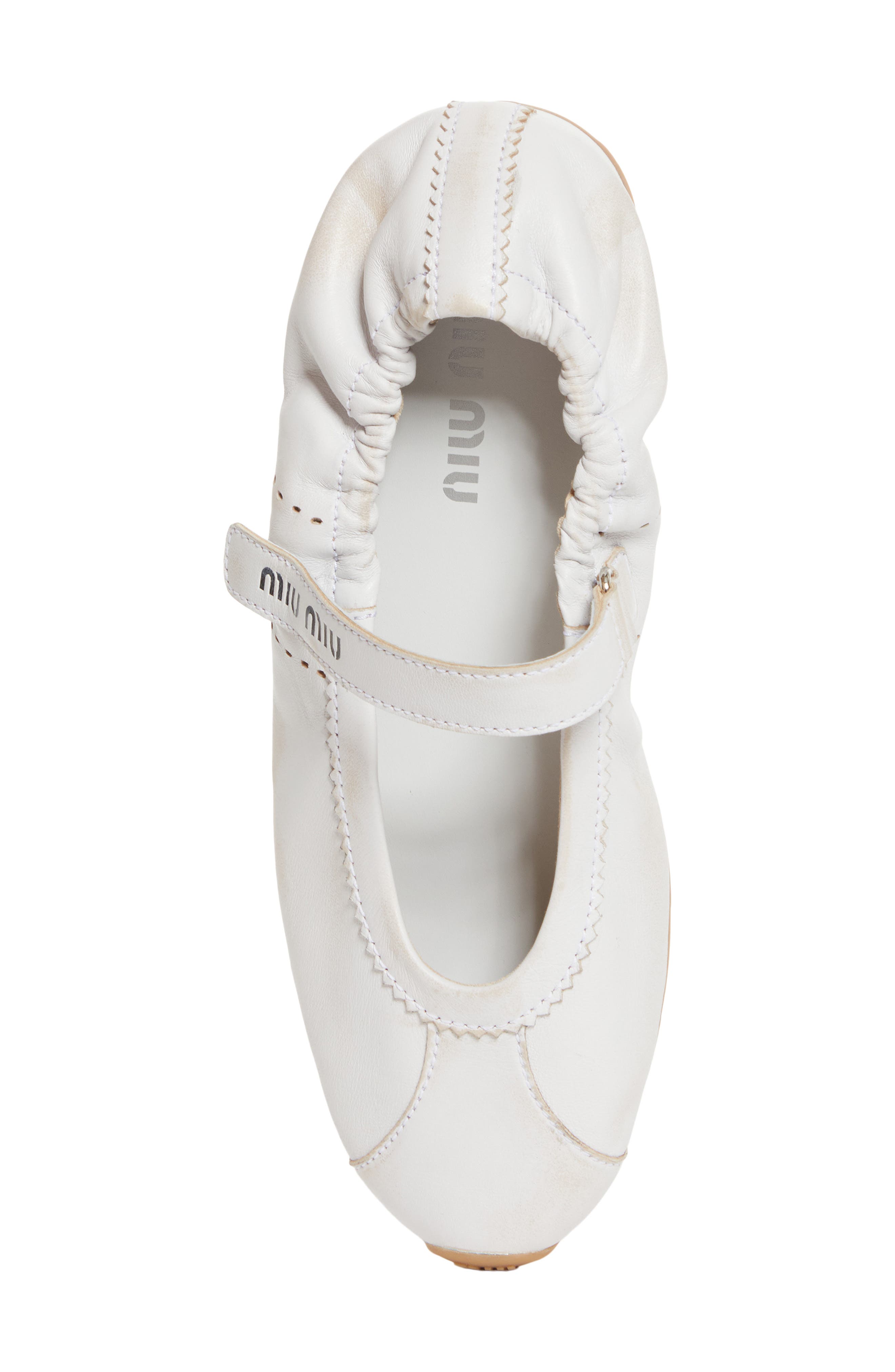 Miu Miu Plume Mary Jane Ballet Flat Sneaker, Alternate, color, Bianco