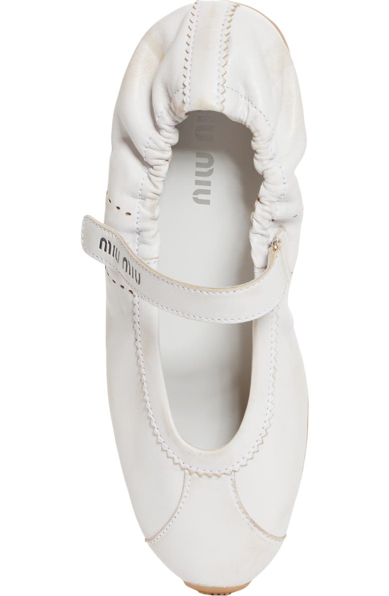 Miu Miu Plume Mary Jane Ballet Flat Sneaker, Alternate, color, Bianco