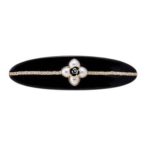 Pearl Flower W/ Rhinestone Hair Barrette