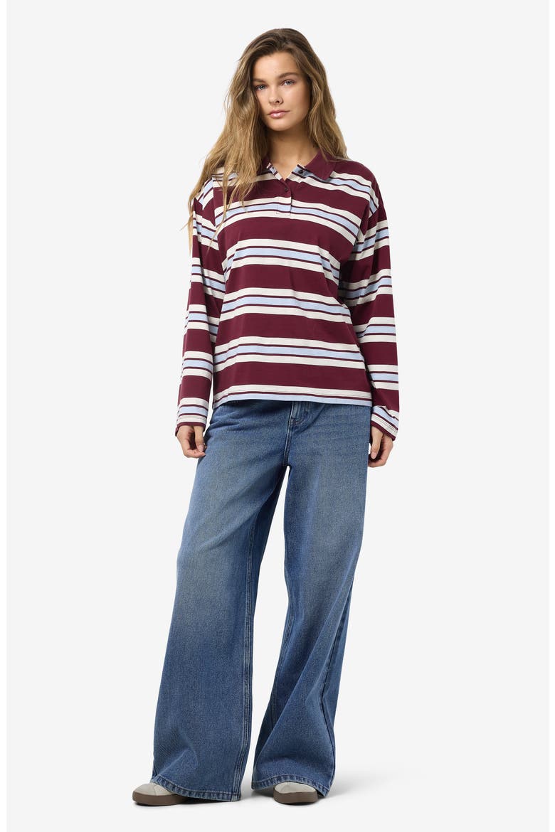 Aura Long Sleeve Polo Shirt, Alternate, color, WINDSOR WINE STRIPES