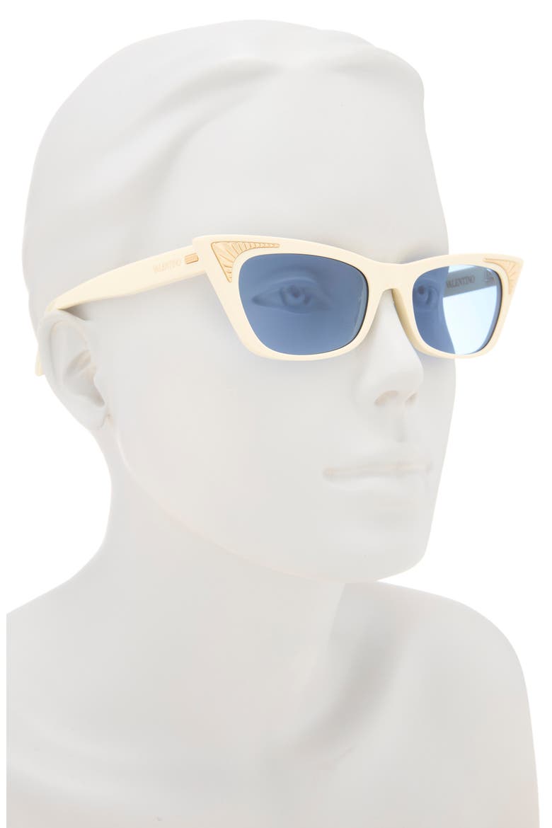 57mm Cat Eye Sunglasses, Alternate, color, IVORY IVORY BLUE