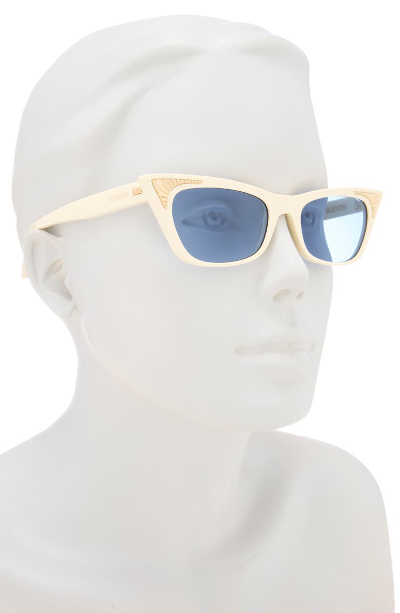 Valentino 57mm Cat Eye Sunglasses, Alternate, color, Ivory Ivory Blue
