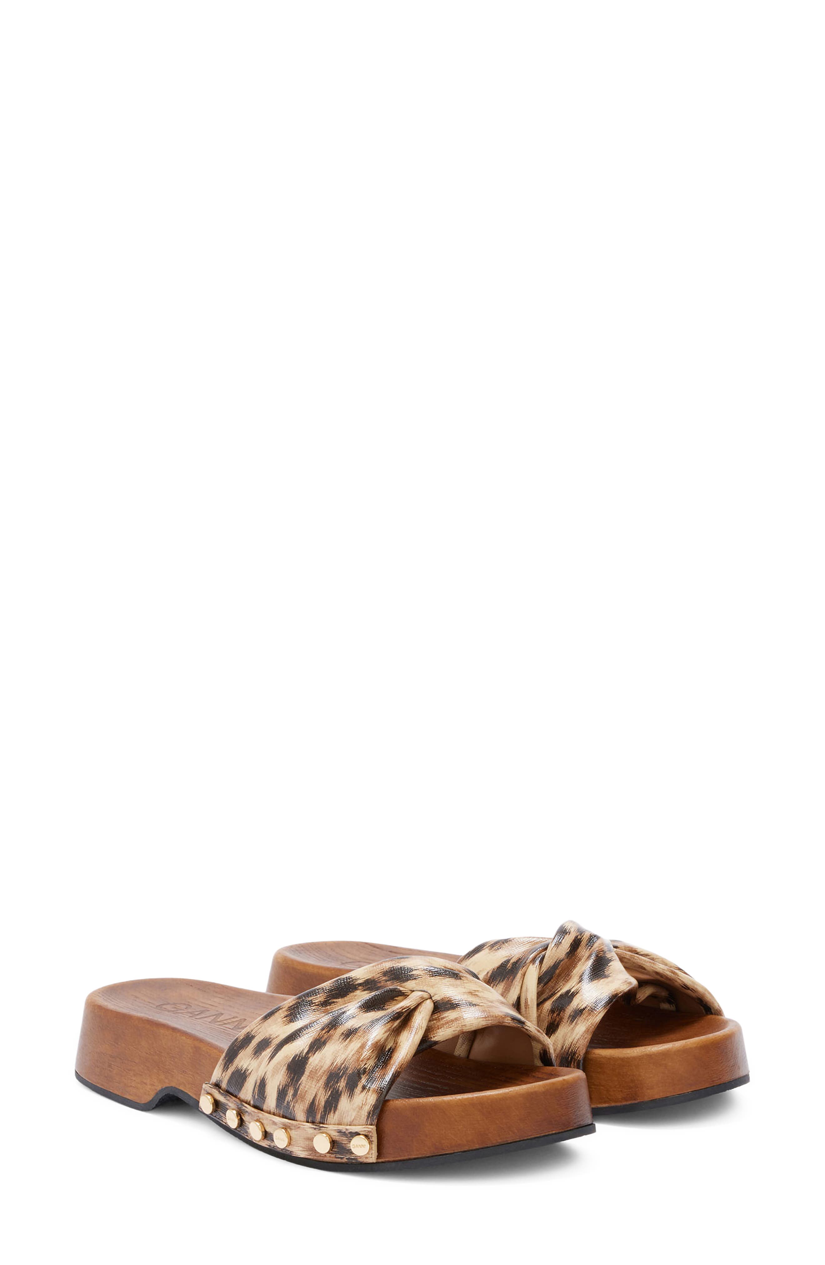 Ganni Tia Fairy Platform Slide Sandal, Main, color, Argan Oil